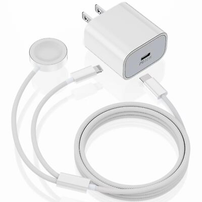 #ad for Apple Watch Charger 2 in 1 USB C Fast iPhone Watch Charger 6FT Magnetic...