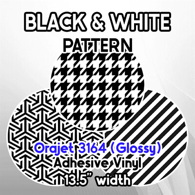 #ad Black amp; White Patterned Adhesive Vinyl 13.5quot; ROLL **FREE SHIPPING**