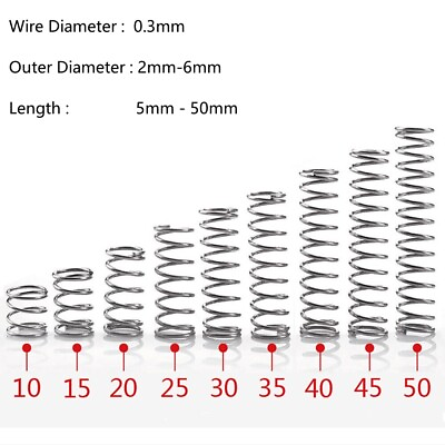 #ad Small Stainless Steel Compression Springs 0.3mm Wire Dia 2 6mm OD 5 50mm Lenght