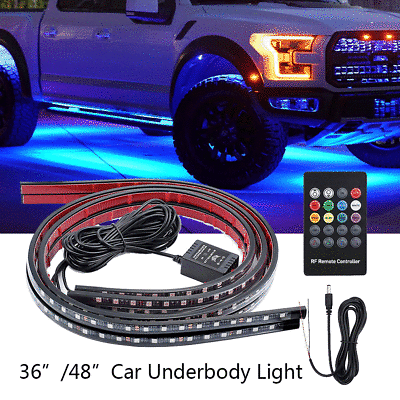 #ad 4 pcs RGB Under Car Strip Light Kit 48 LED Neon Tube Underglow Underbody System
