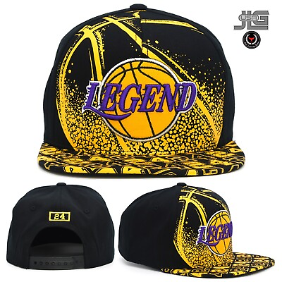 #ad Legend 24 LA New Leader Black Purple Gold Basketball Flat Bill Snapback Hat Cap