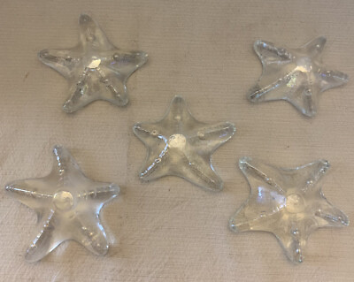 #ad Small Iridescent Clear Glass Starfish Set of Five