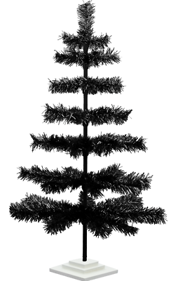 #ad 36#x27;#x27; Black Christmas Tree Tinsel Feather Style Holiday Tree 3FT Table Top $54.99