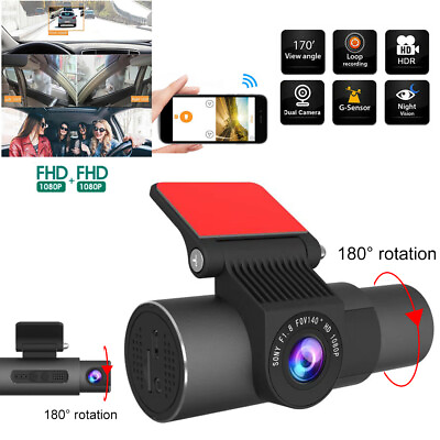 #ad 2 Channel Wifi Dash Cam 1080P HD Driving Recorder G Sensor Car FrontRear Camera