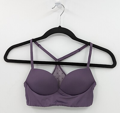 #ad Victoria#x27;s Secret Bralette Women#x27;s XS Purple Padded Demi Pullover $16.99