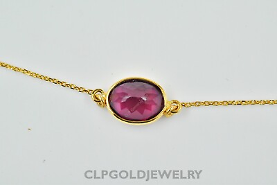 #ad Tourmaline Gemstone Chain Pink Bracelet 925 Sterling Silver Indian Jewelry
