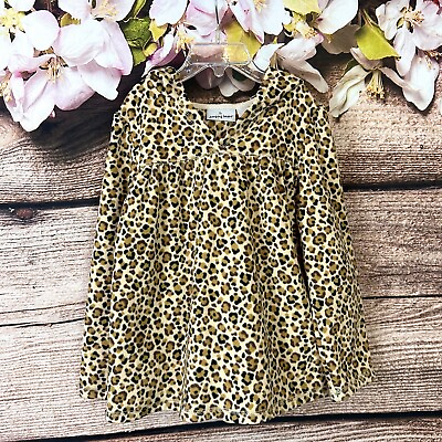 #ad Jumping Beans Little Girls Leopard Print Flared V Neck Soft Hooded Dress