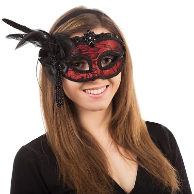 #ad Bristol Novelty Eye Mask with Side Headband PET Feather Polyester Acrylic St