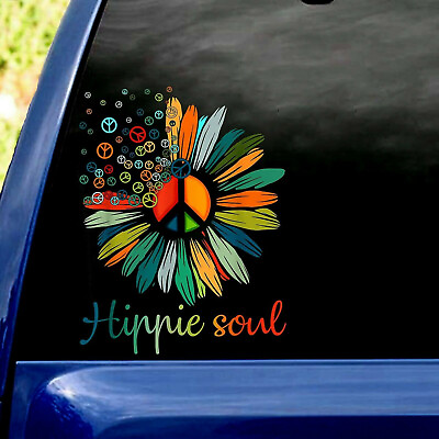 #ad Hippie Soul Car Decal Hippie Flower Colorful Vinyl Car Sticker Wall Decal