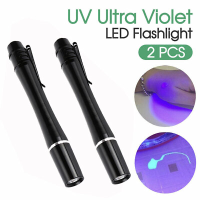#ad 2x UV Ultra Violet LED Flashlight Blacklight Light 395nM Inspection Lamp Torch