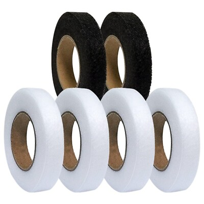 #ad 6 Rolls White Black Sided Sewing Accessory Adhesive Tape Cloth Apparel6468