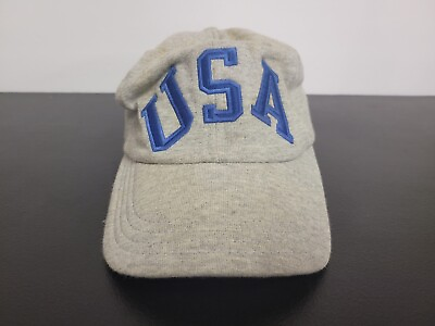 #ad Vtg Ralph Lauren Hat Cap Mens Strap Back Grey Fleece Polo Sport Stadium USA Made
