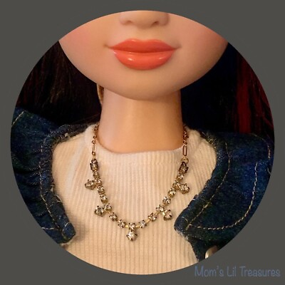 #ad 18 inch Fashion Doll Jewelry Gold and Rhinestone Doll Necklace