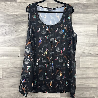 #ad Pyramid Collection Womens Tank Top Size 2X Multicolor Asymmetrical Animal Zoo