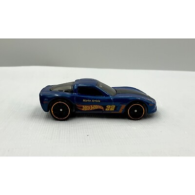 #ad Hot Wheels HW Race Team Chevy C6 Corvette Blue Die Cast