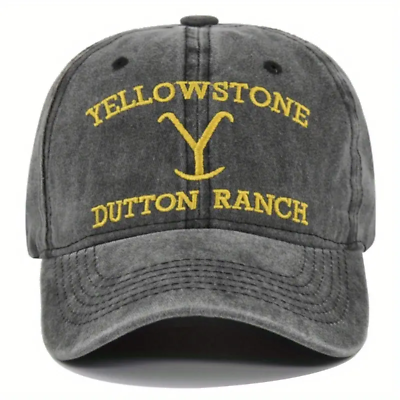 #ad YELLOWSTONE Dutton Ranch Hat Cap Gray Black Washed Adjustable NEW
