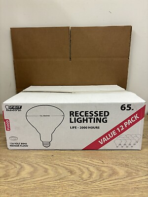#ad Value 12 Pack FEIT Electric 65W Recessed Lighting BR40 Indoor Flood Bulbs