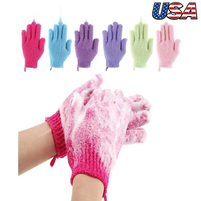 #ad 6 Pcs Dead Skin Remover Body Scrubber Gloves Exfoliating Bath Glove for Shower