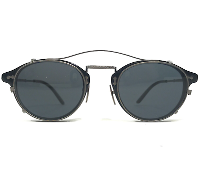 #ad Gucci Eyeglasses Frames GG0229S 002 Black Grey Round w Clip On Lenses 46 23 145