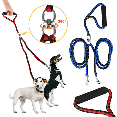 #ad ‘’2 Way Dog Leash Coupler Double Handle Tangle Free Nylon Dog Walking Lead $18.98