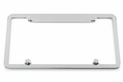 #ad Chrome Plated Notched Top License Plate Frame Made in USA