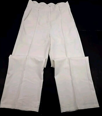 #ad FORE Women#x27;s Medium White Off White Pants High Waist Wide Leg