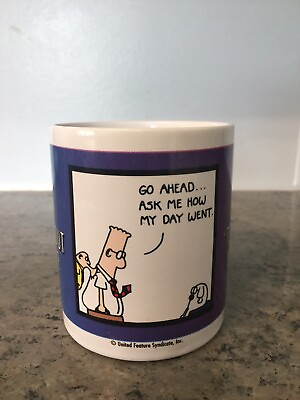 #ad Vintage OZ DILBERT Scott Adams Tell Me About Your Day? Coffee Tea Mug Cup