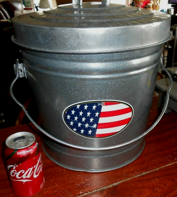 #ad Feed Seed Ice Trash Bucket Galvanized Steel Trash Can Varmint Proof Lid 8gal NEW