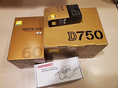 #ad New Nikon D750 FX format DSLR Camera w Nikon 60mm f 2.8 AF S Micro Nikkor lens