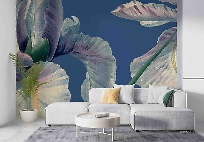 #ad 3D Vintage Floral Blue Wallpaper Wall Murals Removable Wallpaper