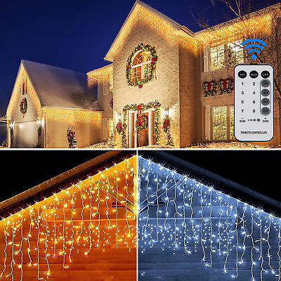 #ad 13ft LED Christmas Icicle String Curtain Lights Xmas Party In Outdoor Decor Lamp