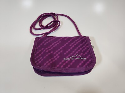 #ad Eddie Bauer Crossbody Travel Wallet Purple Nylon 6 x 4.5