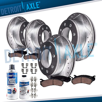 #ad Front amp; Rear Drilled Disc Rotors Brake Pads for Silverado Sierra 2500 3500 HD $382.11