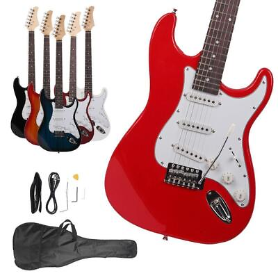 #ad Full Size Basswood Electric GuitarStrapCordGigbag Beginner Christmas Gift $57.85