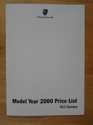 #ad PORSCHE 911 CARRERA orig 2000 UK Mkt New Car Prices Brochure