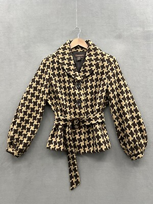 #ad Chadwick’s Collection Coat Women’s 6 Tan Brown Houndstooth Woven