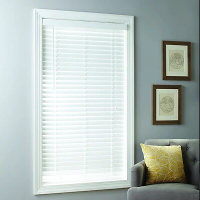 #ad Modern White Window 2quot; Cordless Faux Wood Horizontal BlindsMultiple sizes US