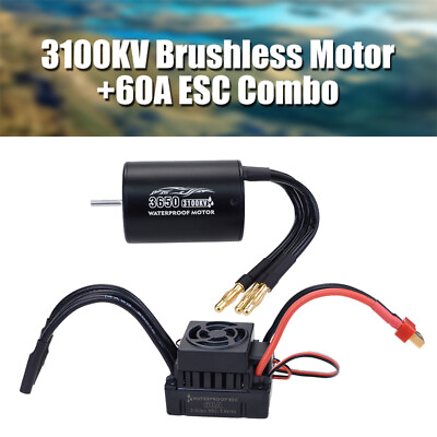 #ad 3650 2300KV 3.175mm60A ESC Brushless Sensorless Waterproof Motor for 1 8 RC Car