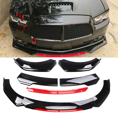 #ad For Dodge Charger 2006 2014 Glossy Black Front Bumper Lip Splitter Body KIT
