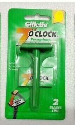 #ad Gillette 7 O#x27; Clock PERMASHARP 10 PC Shaving Razor with 2 Blade Free Each