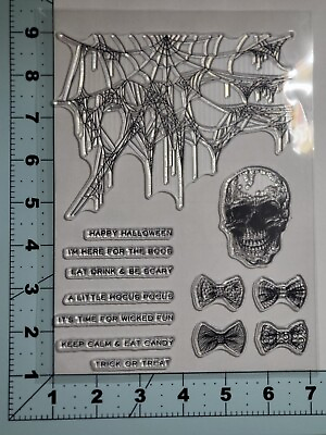 #ad spider web skull clear stamps texture card clay halloween FAST Free Shipping $13.59