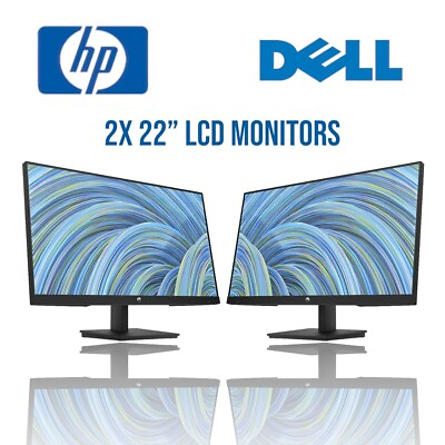 #ad 2x Lager Major Brand 22quot; LCD Widescreen Monitors with Stand Cable Gaming 1080p