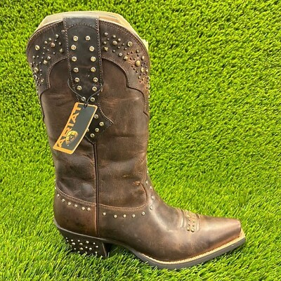 #ad Ariat Rhinestone Womens Size 6.5B Brown Classic Outdoor Cowgirl Boots 10006850
