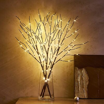 #ad Lighted Brown Twig Branches Plug in with Dimmer and Timer 30IN 150 LED Fairy ...