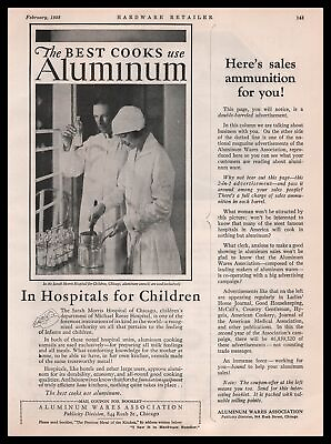 #ad 1928 Sarah Morris Children Hospital Kitchen Photo Aluminum Ware Vintage Print Ad