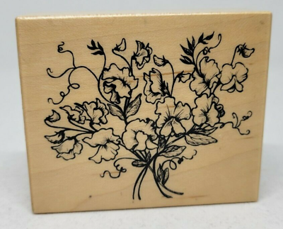 #ad PSX Sweet Pea bouquet wood mount rubber stamp G 1751 floral botanical vines