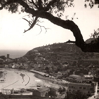 #ad Vintage RPPC 1952 Tossa Costa Brava Beach Vista Aerial View Postcard Spain