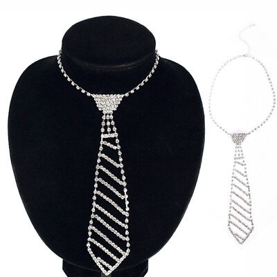 #ad Women Sexy Rhinestone Crystal Bling Bow Tie Fashion Necktie Choker Necklace