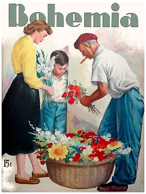#ad 5027.Retro women selecting flowers from vendor.POSTER.decor Home Office art