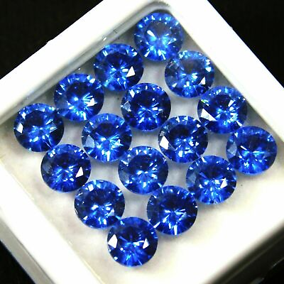 #ad 16 PCS Natural Blue Untreated Sapphire Round Cut Gemstone CERTIFIED Lot 5 MM